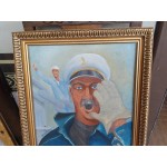Средна картина масло на платно Испания ,страхотна рамка - 3620
